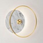 Настенный светодиодный светильник 15Вт, 1053лм, 3000-6500K, Ra>80, металл/акрил, золото/мрамор
