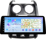 Магнитола для Renault Duster 1 2015-2020, Lada Largus 2021+ (мультируль/джойстик, рамка большая глянец) - FarCar монитор 12.3" 2K QLED на Android 14, TS10, CarPlay, 4G SIM-слот