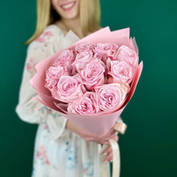 Bouquet of 11 Ecuadorian peony roses Pink O'Hara