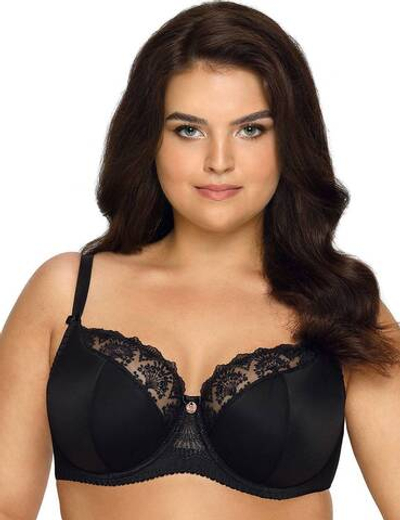 Бюстгальтер Freesia с сшивными чашками plus size и кружевом (Размер: 75J) (Цвет: черный)