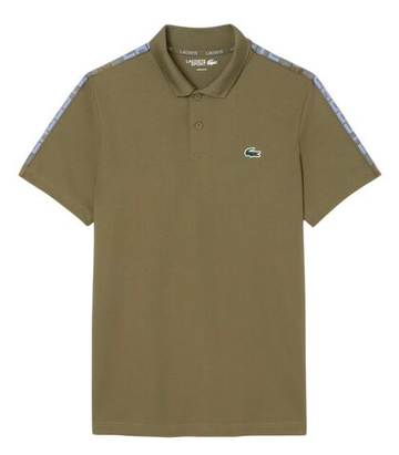 Теннисное поло Lacoste Ultra Dry Branded Stripe Tennis - khaki green