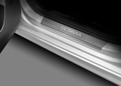 Накладки на пороги Rival для Skoda Octavia A8 2020-н.в., нерж. сталь, с надписью, 4 шт., NP.5110.3