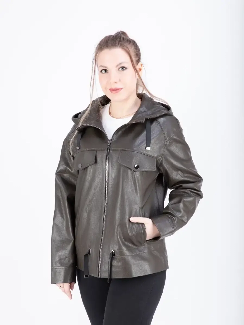 Куртка женская  кожаная большие  размеры