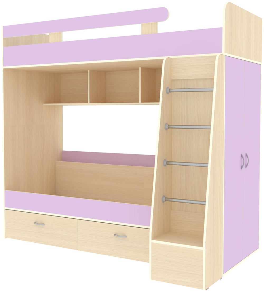 Двухъярусная кровать КарИВи Юниор 6  Дуб Молочный Ирис