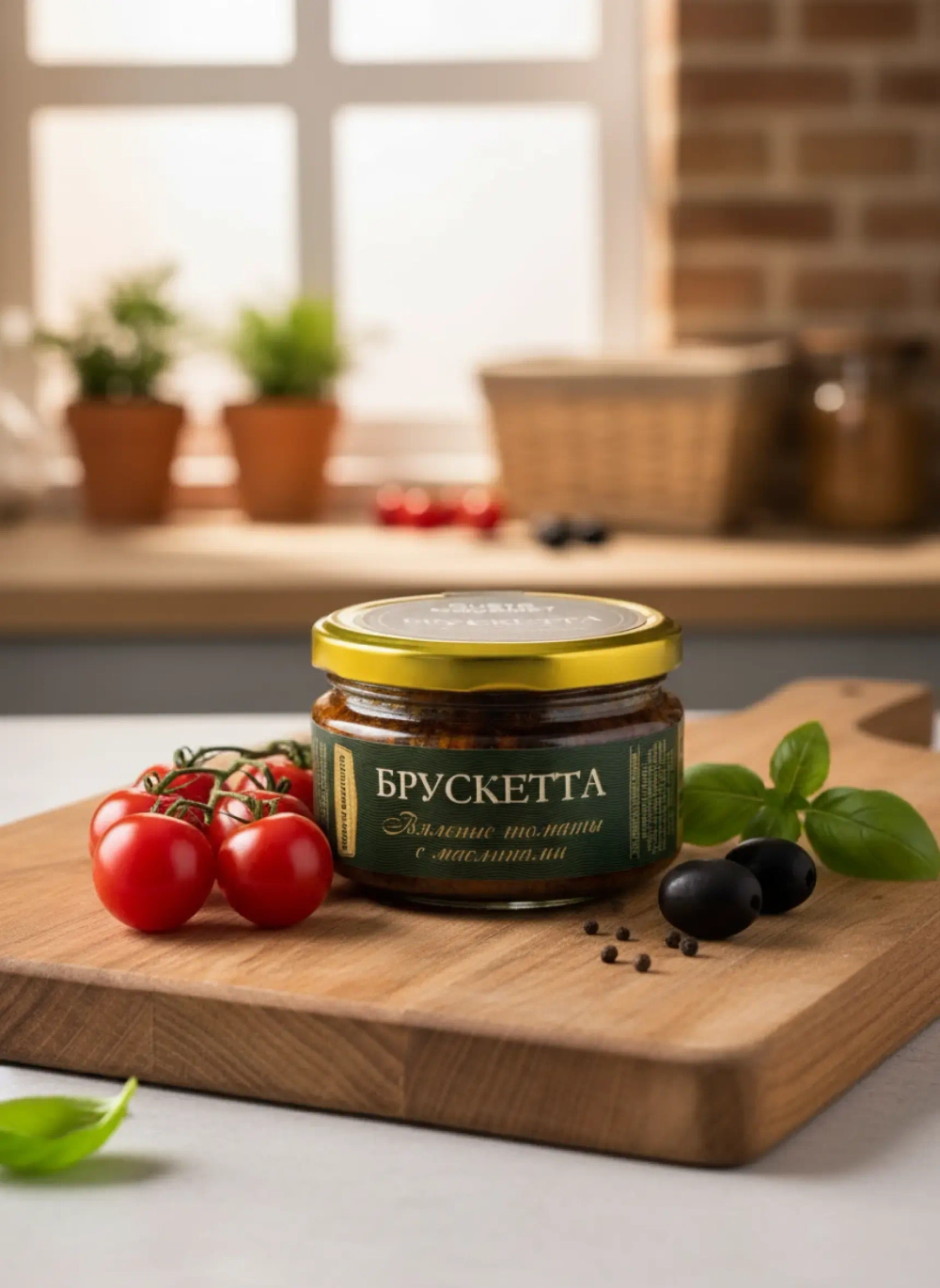 Брускетта вяленые томаты с маслинами