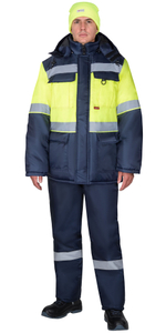 Куртка СИРИУС-ТЕРМИНАЛ-2 зимняя, тёмно-синяя с лимонным и СОП