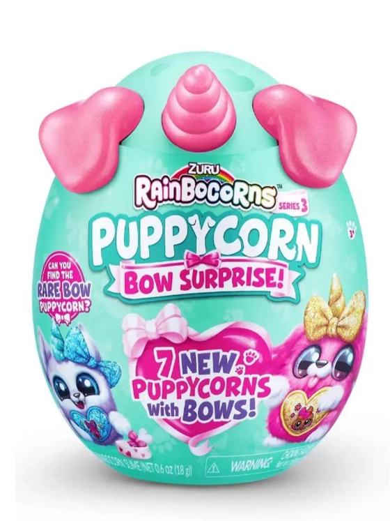 Мягкая игрушка сюрприз яйцо Rainbocorns Puppycorn Bow Зуру