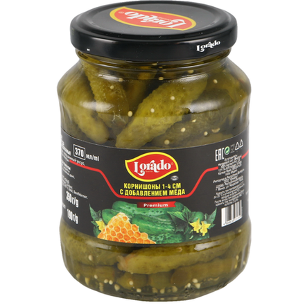 Корнишоны Lorado с медом  1-4 см 370 мл