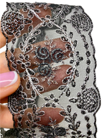 Кружево тонкое на органзе цветное ш-6см Франция. (шелк/люрекс/п/э) 1м