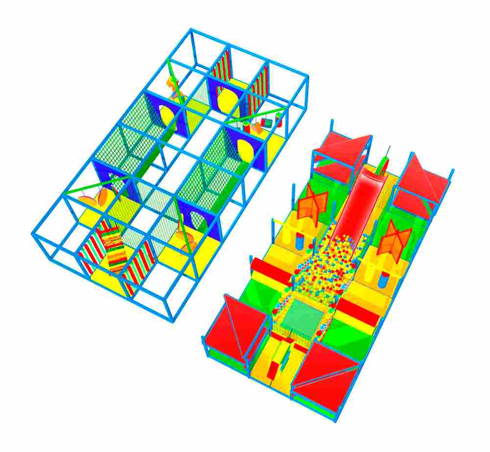 Детский игровой лабиринт с крышей «Страна чудес» 7,38×3,69×3,3 м