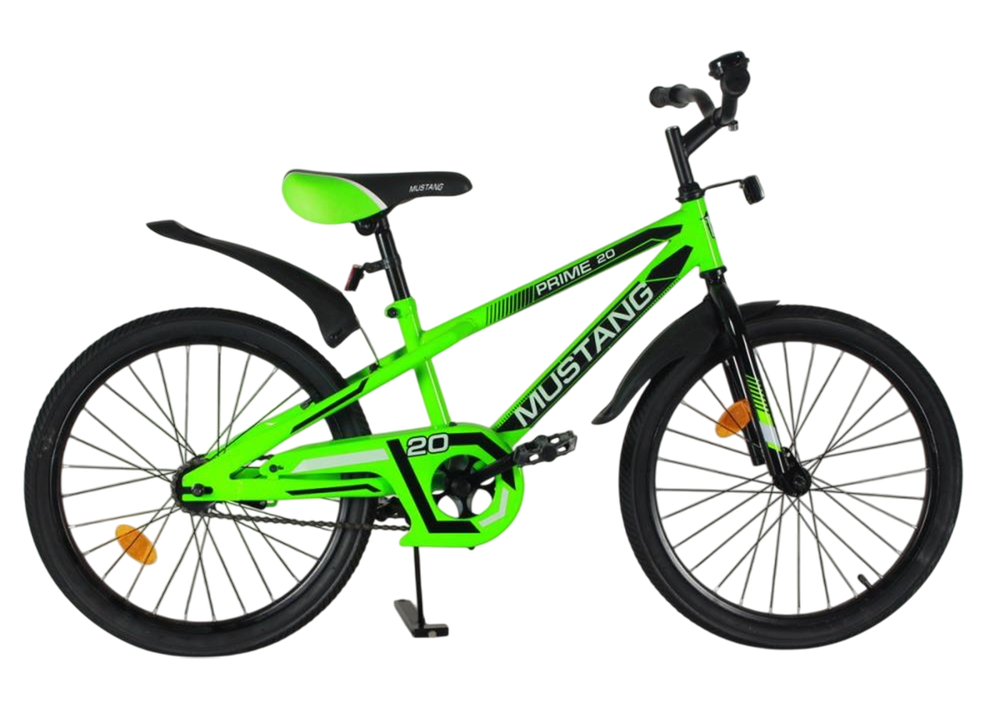 Велосипед 20" Mustang prime v-тип черный-салатовый