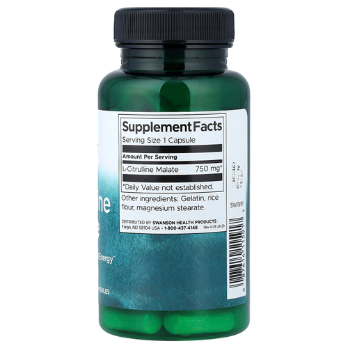 Swanson, L-цитруллин малат, 750 мг, 60 капсул