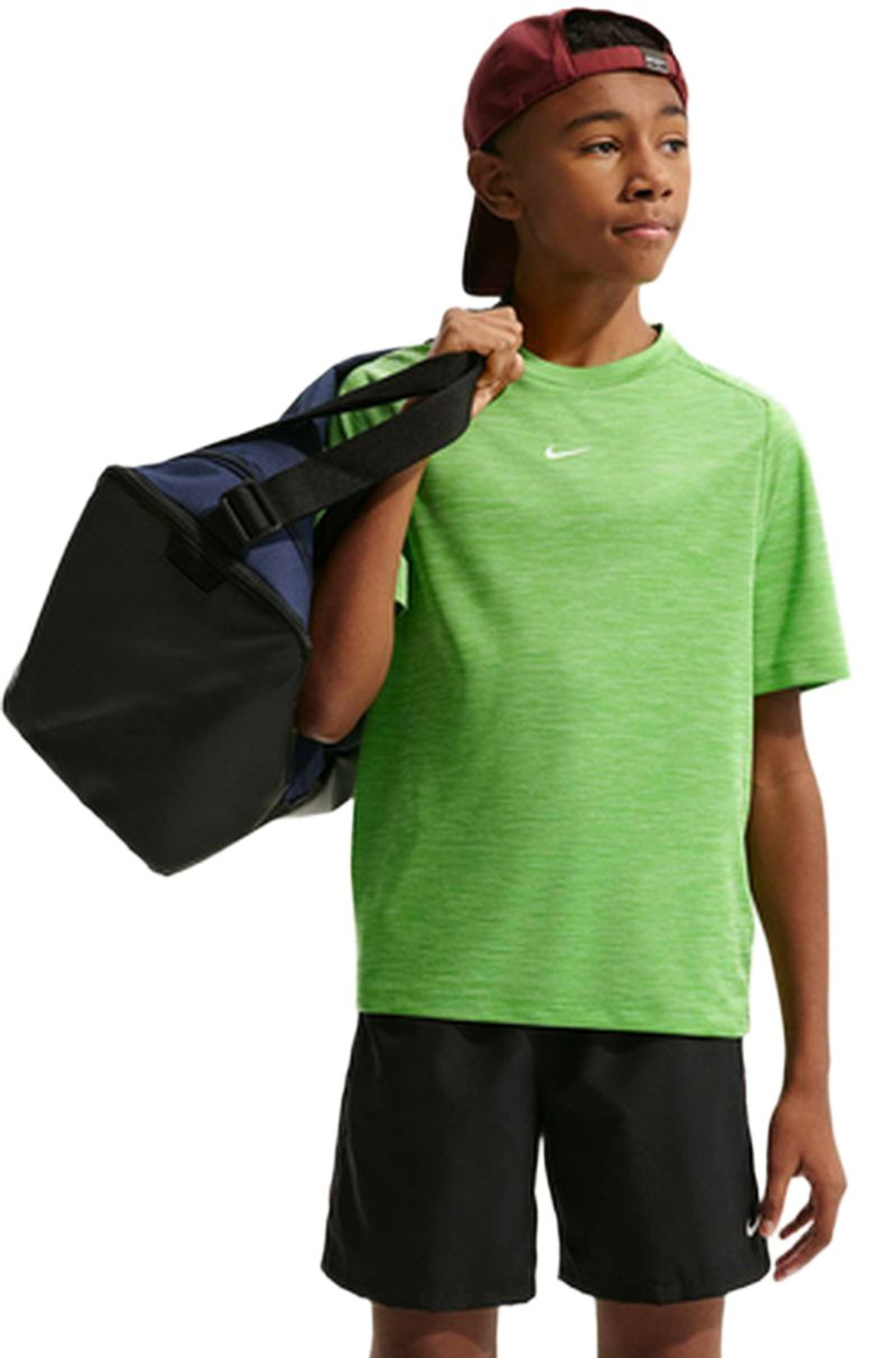 Детская теннисная футболка Nike Boys Multi Dri-FIT Short-Sleeve - mean green/light liquid lime/heather/white