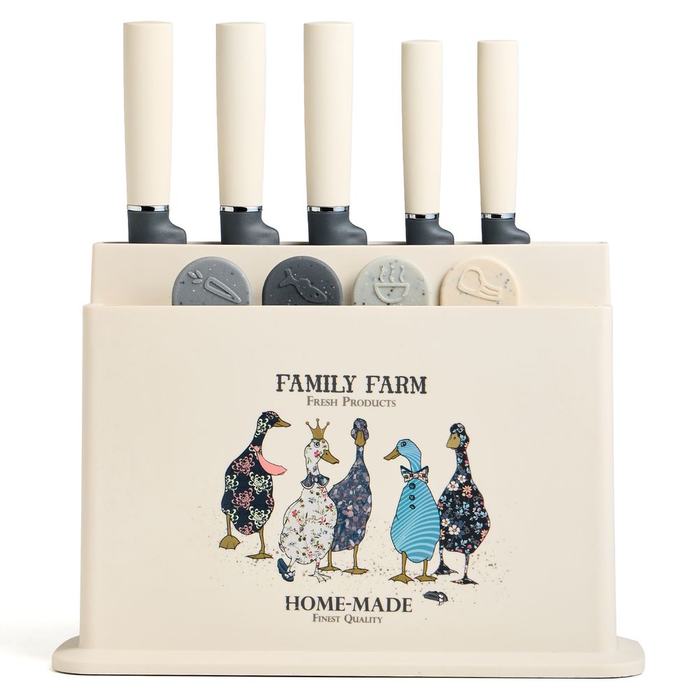 НАБОР AGNESS ИЗ 10ПР: 5 НОЖЕЙ, 4 ДОСКИ И ПОДСТАВКА, СЕРИЯ "FAMILY FARM"