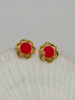 Серьги с розовой эмалью JS