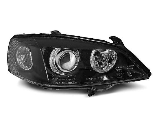 Передние фары Opel Astra G angel eyes black