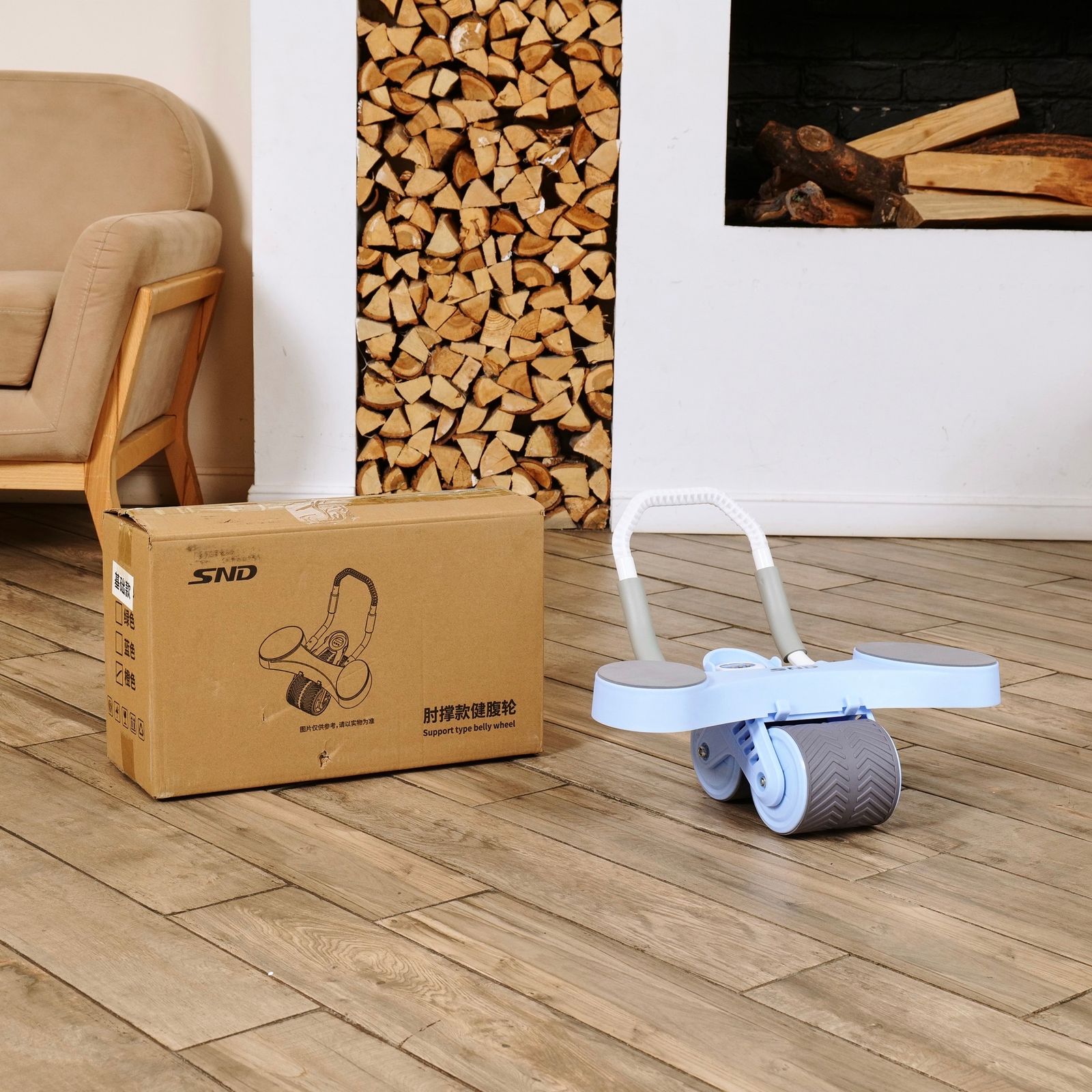 Тренажёр для пресса AB Roller SND голубой с ковриком  45 х 30 x 3.5 cм фото №12