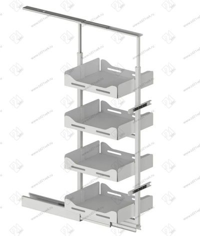 S-1825-US-W Шкаф-колонна в базу 300 мм, Starax Unique Slim, 6-ти ярусная, (230х510х1850-2000 мм), бе