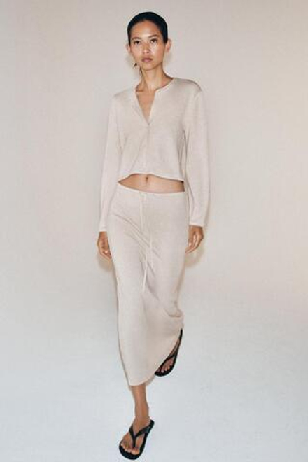 ZARA ДЛИННАЯ ЮБКА ПРЯМОГО КРОЯ, БЕЖЕВЫЙ