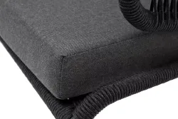 "Милан" диван 3-местный плетеный из роупа, каркас алюминий темно-серый (RAL7024) муар, роуп темно-серый круглый, ткань темно-серая 027