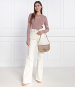 Кожаная сумка через плечо ROUND CLICK BAGUETTE BABY VITE Pinko - бежевый(101971 A0QO)