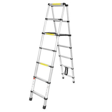Лестница телескопическая двухсекционная (0.7-2.0+2.0м,6+6ступенек, max нагрузка 150кг, вес 9,6кг) FORCEKRAFT FK-BL-TA200