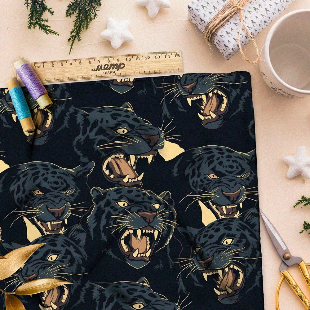 Ткань премиум сатин хищная кошка