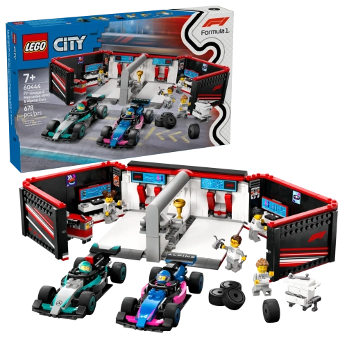 Конструктор LEGO City 60444 Гараж F1 для Mercedes-AMG и Alpine