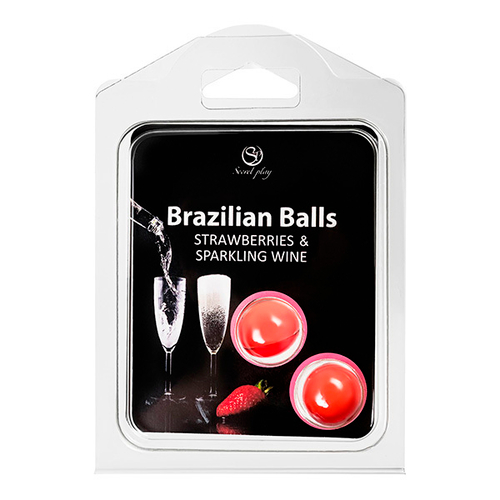 Набор из 2 шариков с массажным маслом с ароматом шампанского и клубники Secret Play Brazilian Balls