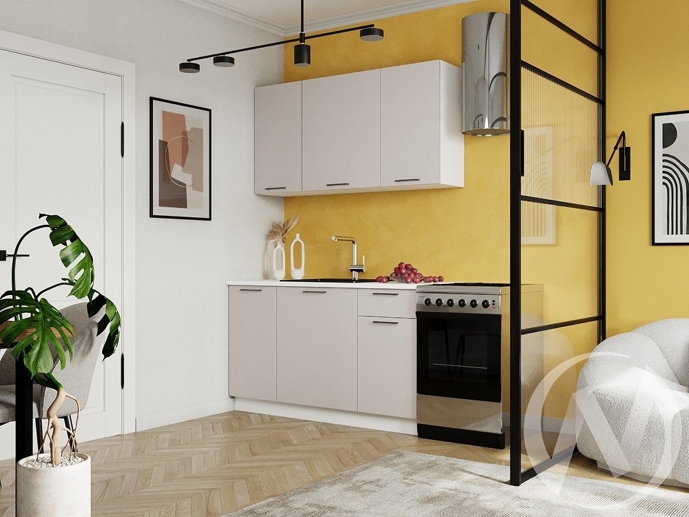 Кухня 1;4 м "Хейли" белый; кашемир (корпус белый)