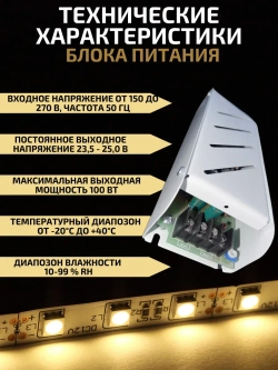 Блок питания для светодиодной ленты 96 Вт 24 В
