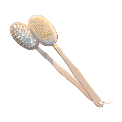 ЩЕТКА-МАССАЖЕР ДВУСТОРОННЯЯ ДЕРЕВ. С РУЧКОЙ (1/24) "YORK" 015110