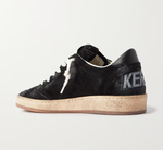 Кеды Golden Goose 'Superstar' Ball Star distressed leather-trimmed suede sneakers