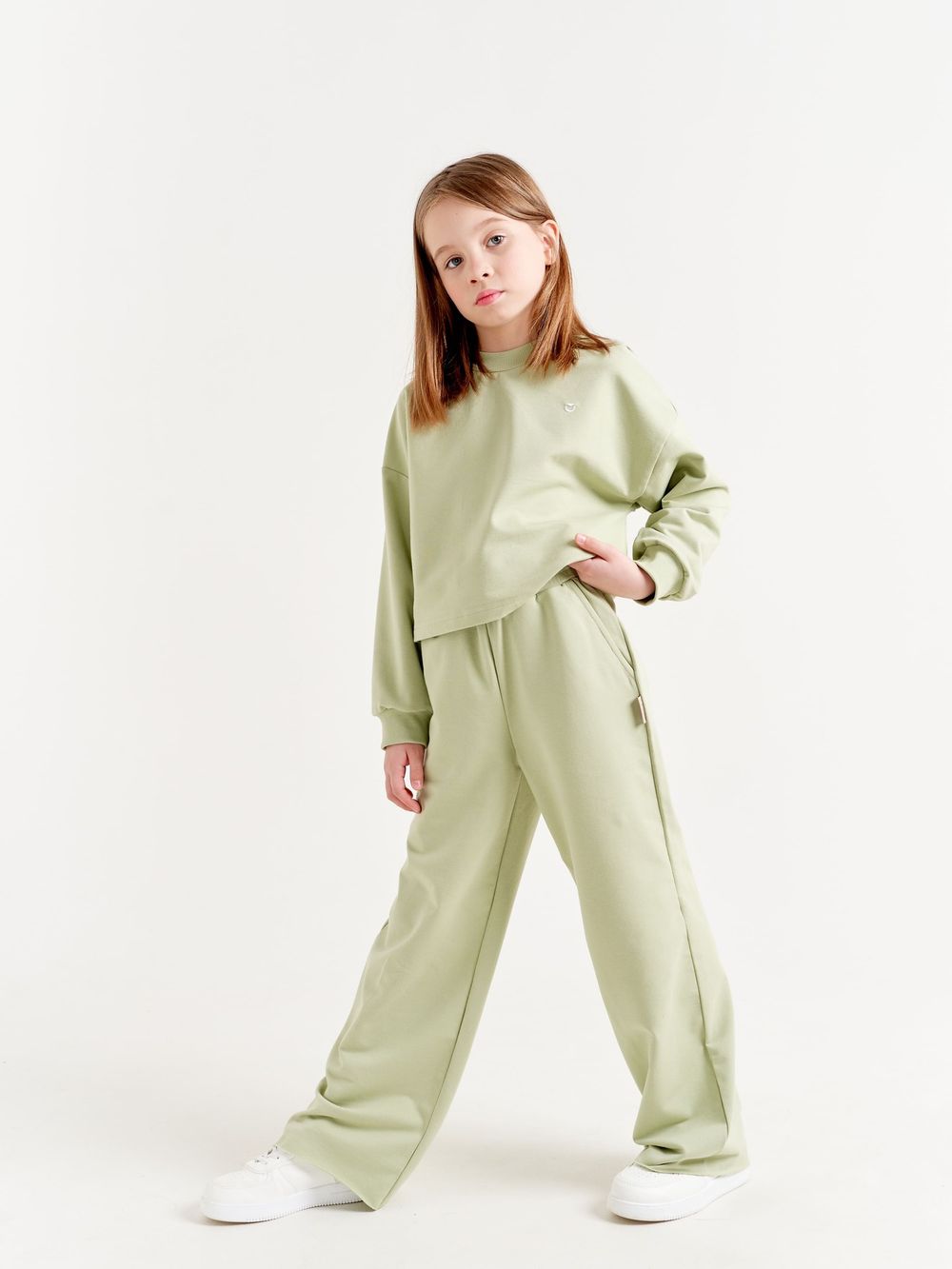 Брюки палаццо облегченные "Шалфей" 7+