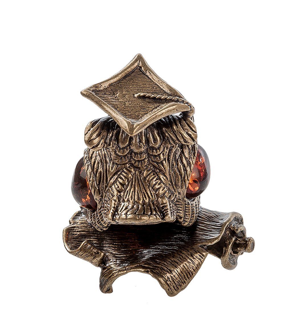 Народные промыслы AM- 591 Фигурка «Филин доцент» (латунь, янтарь)