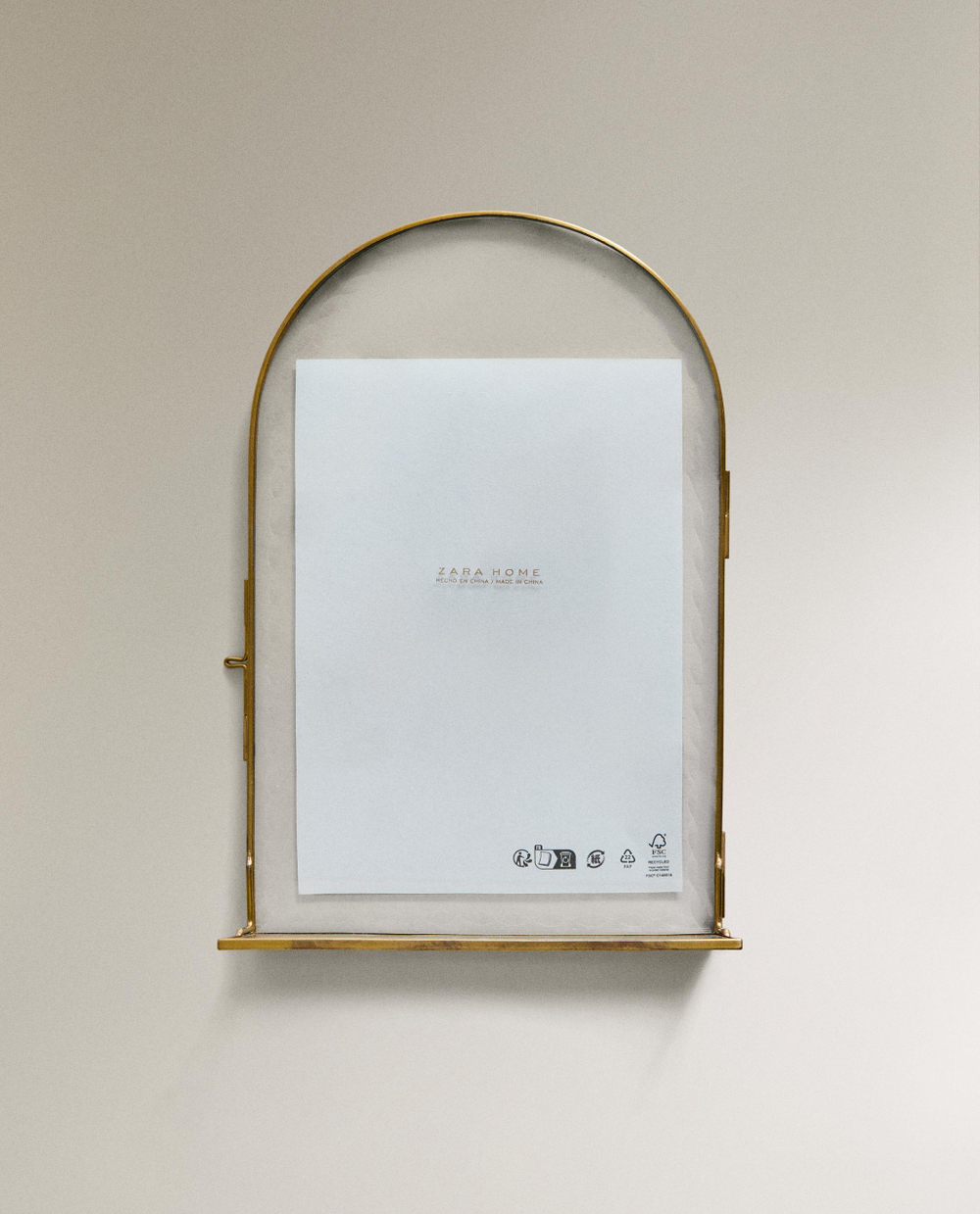 Zara Home Фоторамка из стекла, цвет золотой, 21 см