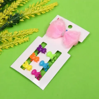 Заколки-крабы для волос детские 6шт c резинкой для волос «Collection Boom - Зайки», цвет микс, 1,5см