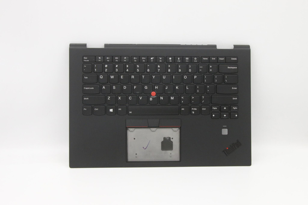 Верхняя панель с клавиатурой (топкейс) для ноутбука Lenovo ThinkPad X1 Yoga 3rd Gen FingerPrint, черная, с подсветкой, раскладка - русская (02HL897)