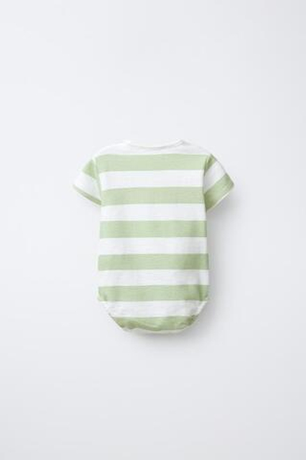 ZARA БОДИ В ПОЛОСКУ, ЗЕЛЕНЫЙ