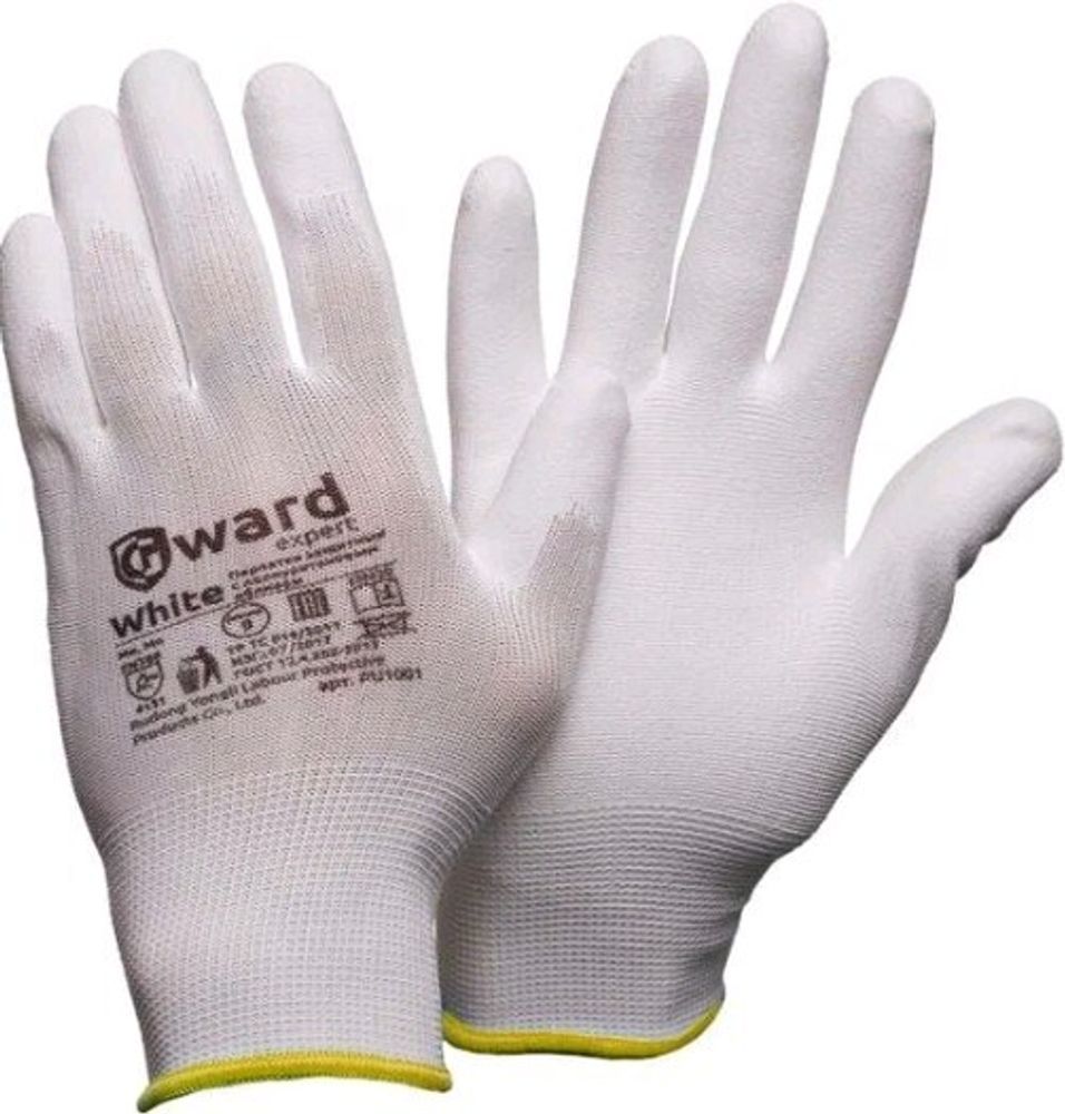 Перчатки нейлон. Облив полиуретаном /раз.7 (S) Gward White
