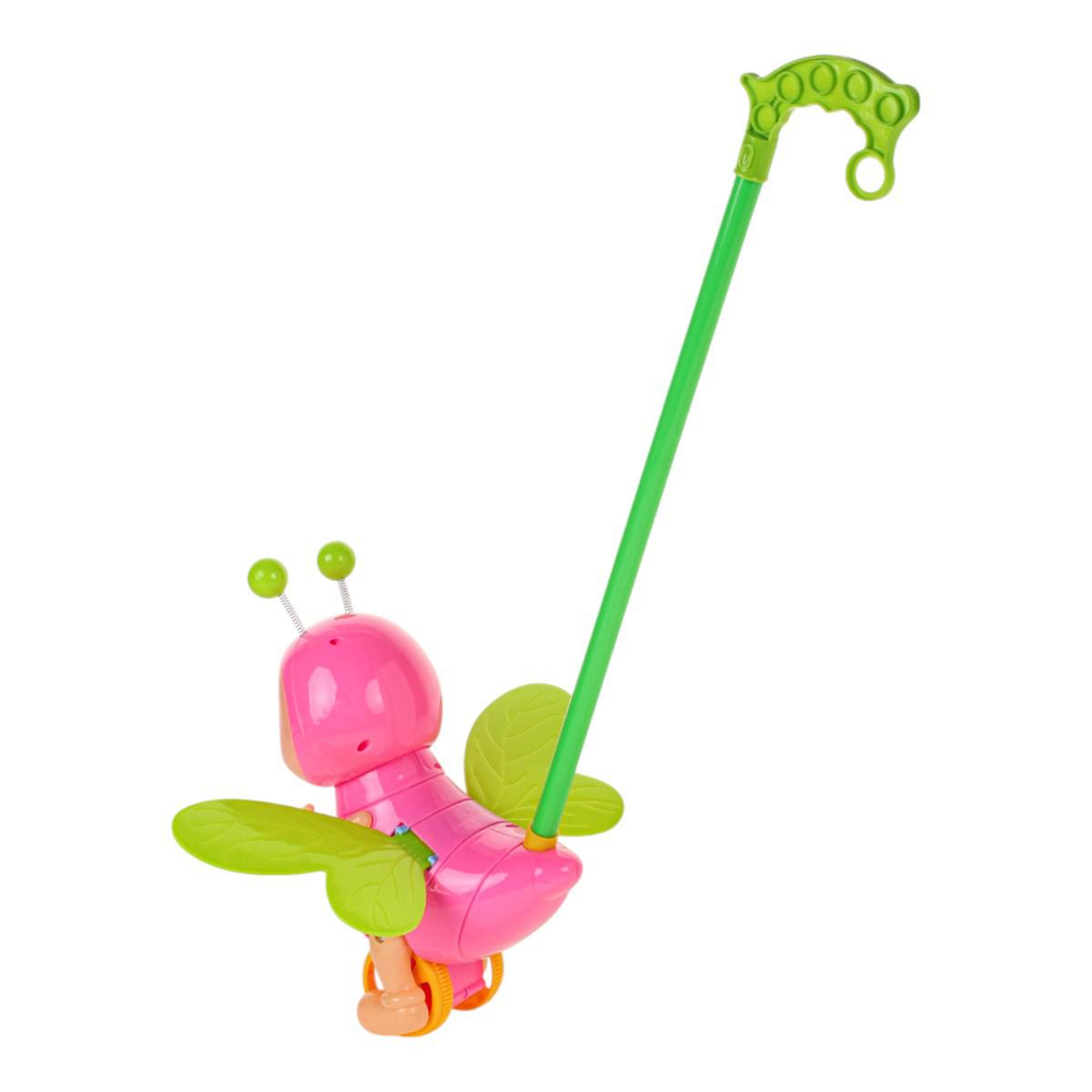 Каталка на палке Жук 56см, розовый, пакет 345