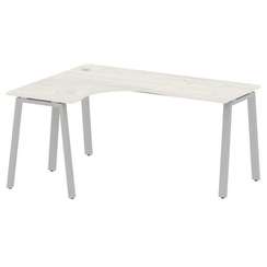 Metal System Стол криволинейный левый на А-образном м/к БА.СА-4 (L) Дуб Наварра/Металл Серый 1600*12