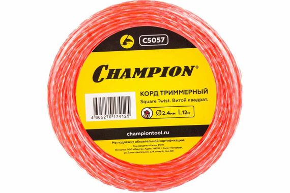 Корд триммерный Champion Square Twist DUO 2.4 мм х 12 м, C5057 (витой квадрат)
