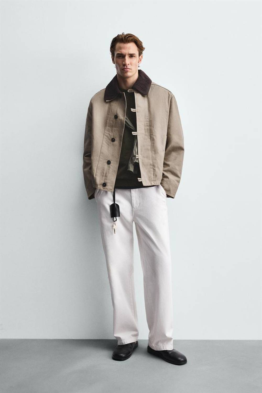 ZARA КУРТКА С КОМБИНИРОВАННЫМ ВОРОТНИКОМ, РЫЖЕВАТО-КОРИЧНЕВЫЙ