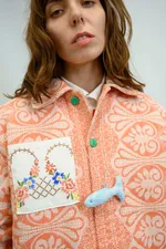 Куртка Soeurs Утепленная с Зелёными Карманами оранжевая