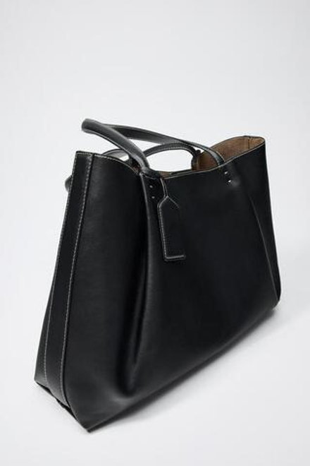 ZARA БОЛЬШАЯ СУМКА-ТОУТ, ЧЕРНЫЙ
