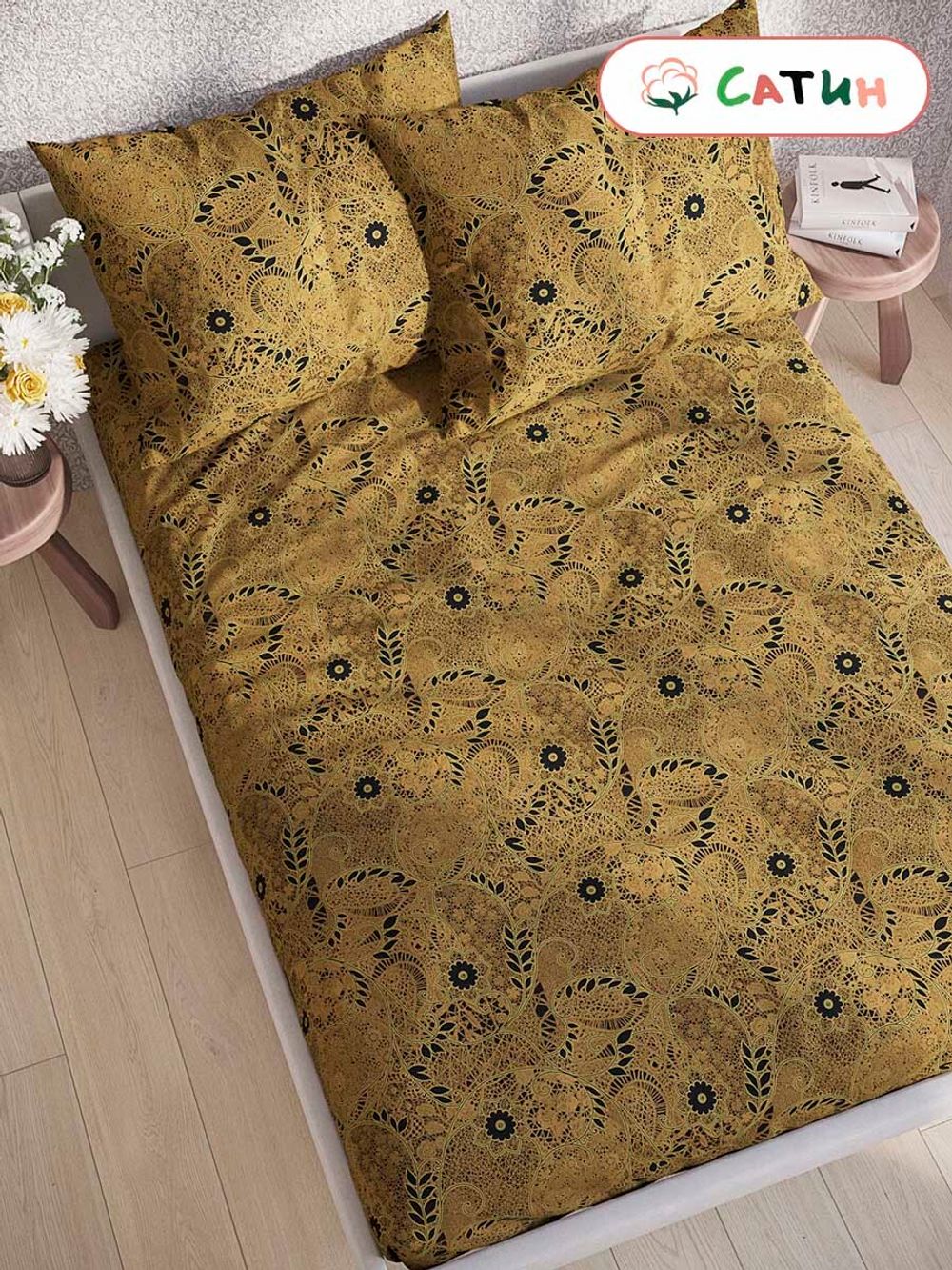 Простынь на резинке сатин Milky Garden "Кружево" 90x200 см