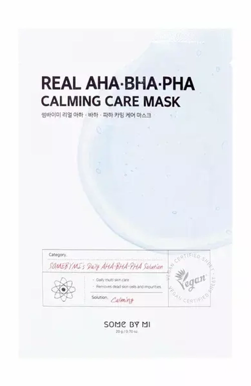 SOME BY MI Успокаивающая тканевая маска для лица с кислотами - Real AHA-BHA-PHA Calming Care Mask, 20г