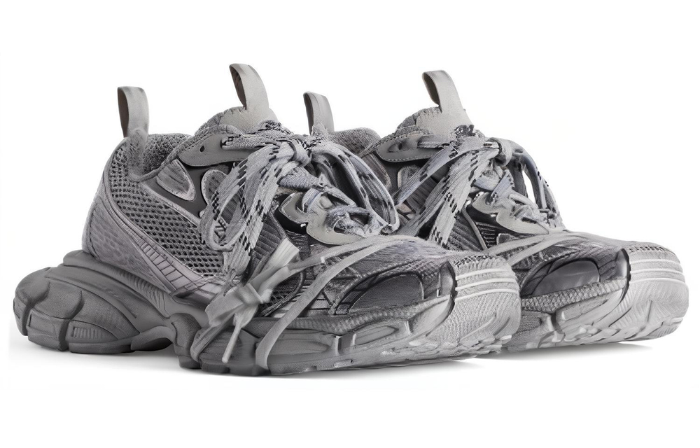 Balenciaga 3XL Mesh Low top Chunky Sneakers Men"s Silver Gray