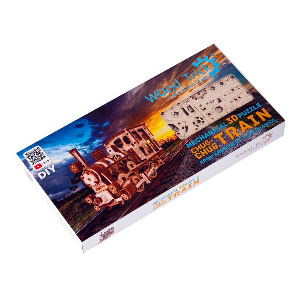 Механическая сборная модель Wood Trick Паровозик с рельсами